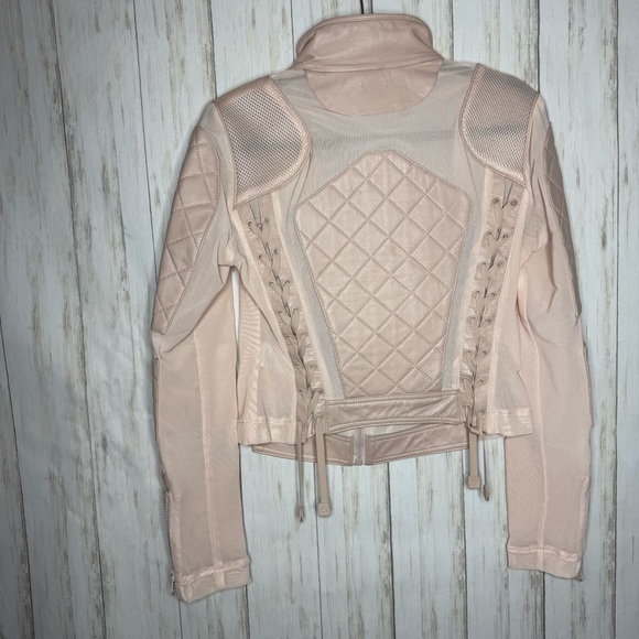 Blanc Noir Leather baby pink Moto Mesh Jacket Medium - Picture 9 of 12